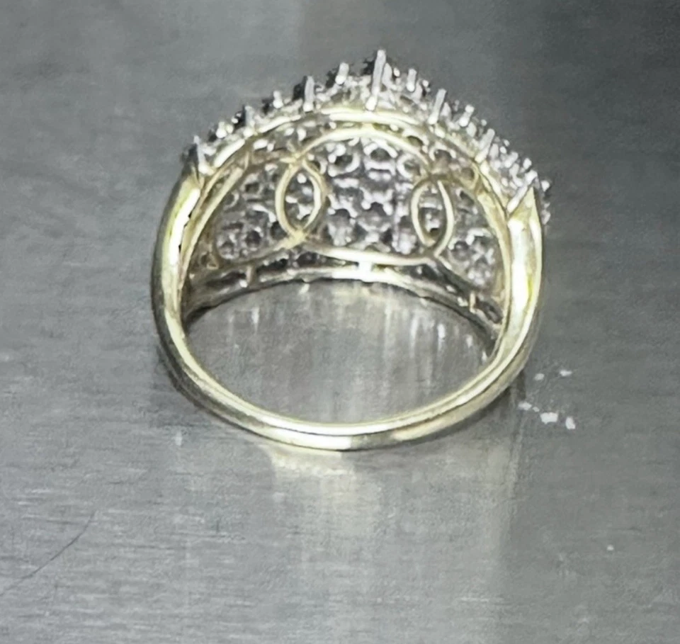 Кольцо с кластером бриллиантов 2 карата белое золото 10 карат размер 8 блестящее круглая огранка - Изображение 3 из 4