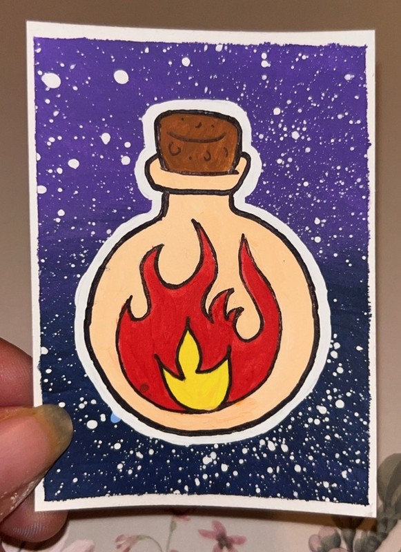 Original Fire Potion ACEO 2.5” x 3.5” #3 of 4 in Elemental Potions Series