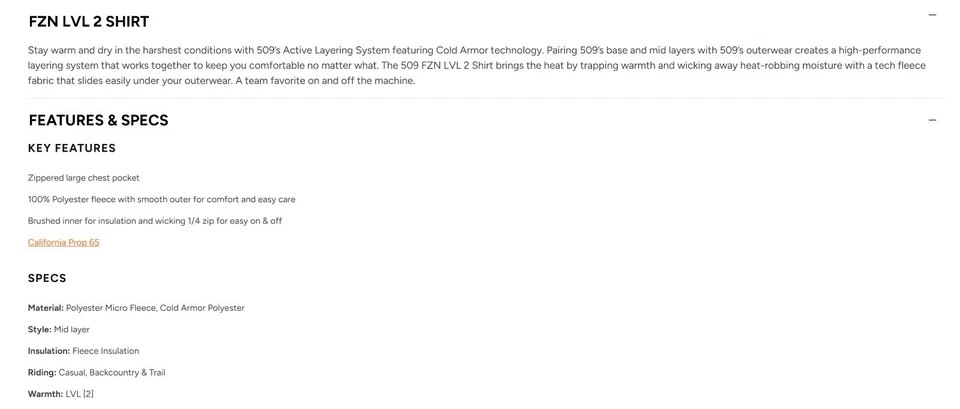 NUEVA CAMISA MOTOS DE NIEVE 509 FZN LVL 2, CAPA BASE, PIEL DE TIBURÓN, 2XL, XXL Foto 2 de 4