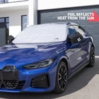 Reversible Car Windshield Cover with Wing Mirror Hooks Protects From Frost Sun