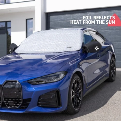 Reversible Car Windshield Cover with Wing Mirror Hooks Protects From Frost Sun