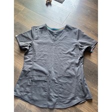 Scrubstar Ultimate Stretch Charcoal Grey V-Neck Scrub Top Large NWT