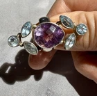 Vintage Sterling Silver Amethyst Gem Stone Cocktail Ring Size 6.75