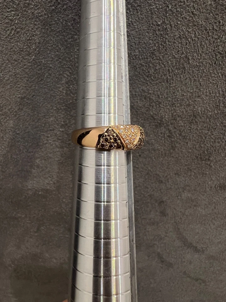 Anillo banda oro rosa 14K champán y diamantes talla 6,75 Foto 4 de 4