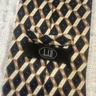 Alfred Dunhill Men’s Black/Gold/Blue Geometric Pattern Tie w/ Logo Accent — photo 4