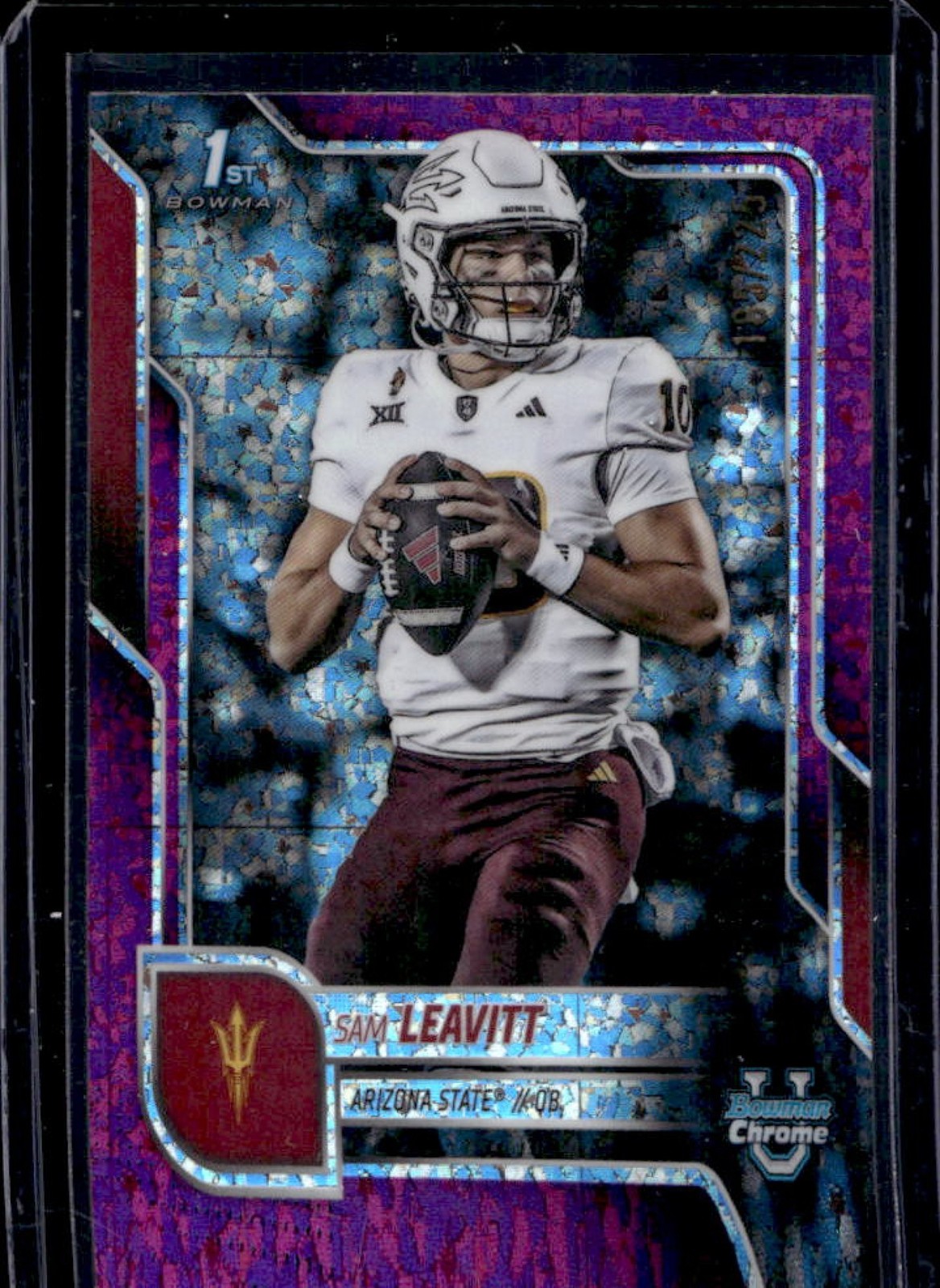 2025 Bowman Chrome U Sam Leavitt Fuchsia Mini-Diamond Refractor 1st #/225