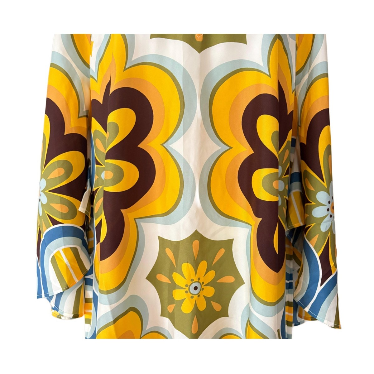 La DoubleJ Multicolor Silk With Detail Print Long Sleeve Maxi