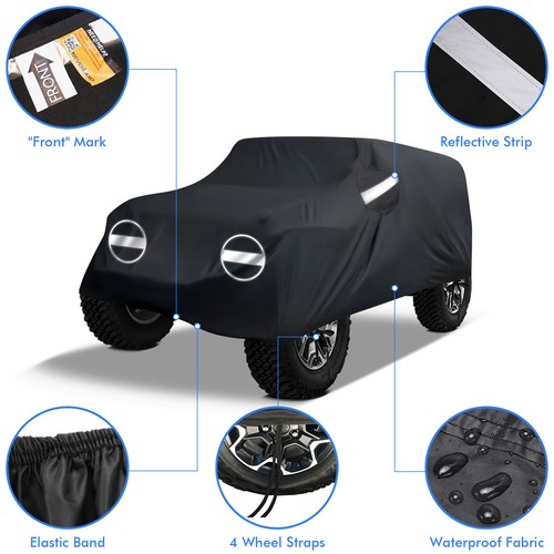 Cubierta completa de coche SUV impermeable protección contra el polvo para Jeep Wrangler 2 puertas 2007-2025 - Imagen 3 de 22