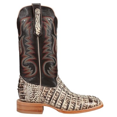 R. Watson Boots Orix Hornback Caiman Tail Embroidered Square Toe Cowboy  Mens Si