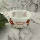 Anchor Hocking Vintage 80s Strawberry Shortcake Milk Glass Bowl Low Small