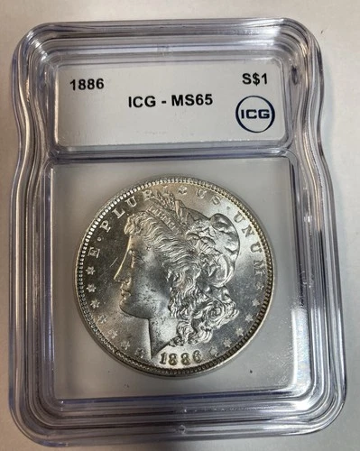 1886 ICG BEAUTIFUL Morgan Silver Dollar MS 65 High Grade