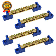 4PCS Grounding Bus Bar 10 Positions Electrical Ground Bus Bars Brass Wire