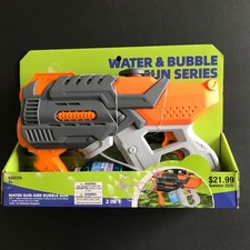 Water  Bubble Gun 2-in-1 Battery Operated Outdoor Toy Blaster
