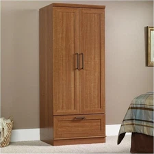 Pemberly Row 2-Drawer Wood Wardrobe Armoire with Drawer in Sienna Oak