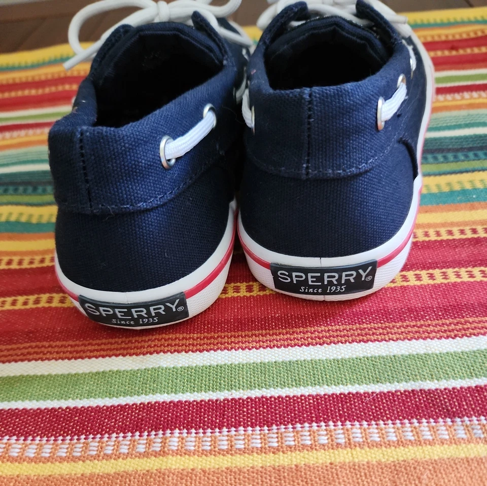 Sperry Top Sider Bahama Niños Jóvenes Barco Zapatos Azul 12.5 M Lona Mocasines Sin Cordones Foto 4 de 4