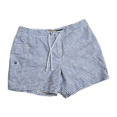J.Crew Original BoardShorts Mens 36 Blue Wave Stripe Swim Trunks Mesh Lined SP12