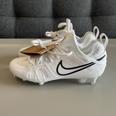 Nike Huarache 9 Varsity Lacrosse LAX Cleats White Black FD0090-101 Men s Size 4