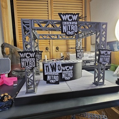 WWE Mattel WCW Announcer Area With Desk Diorama Set Accessory 
