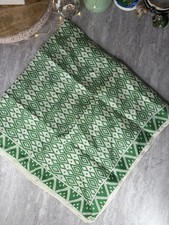 Vintage Green Cream Scarf Square Geometric 26x26 Retro 70s Mod