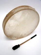 14" SHAMAN TUNABLE DRUM GOATSKIN HEAD FRAME RIK w/ LEATHER BEATER