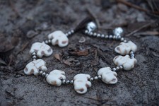 Silver Elephant Bead Bracelet With White Howlite Stones