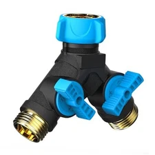 Hose Splitter 2 Way Heavy Duty, Garden Hose Splitter with Dual Shut-Off 
