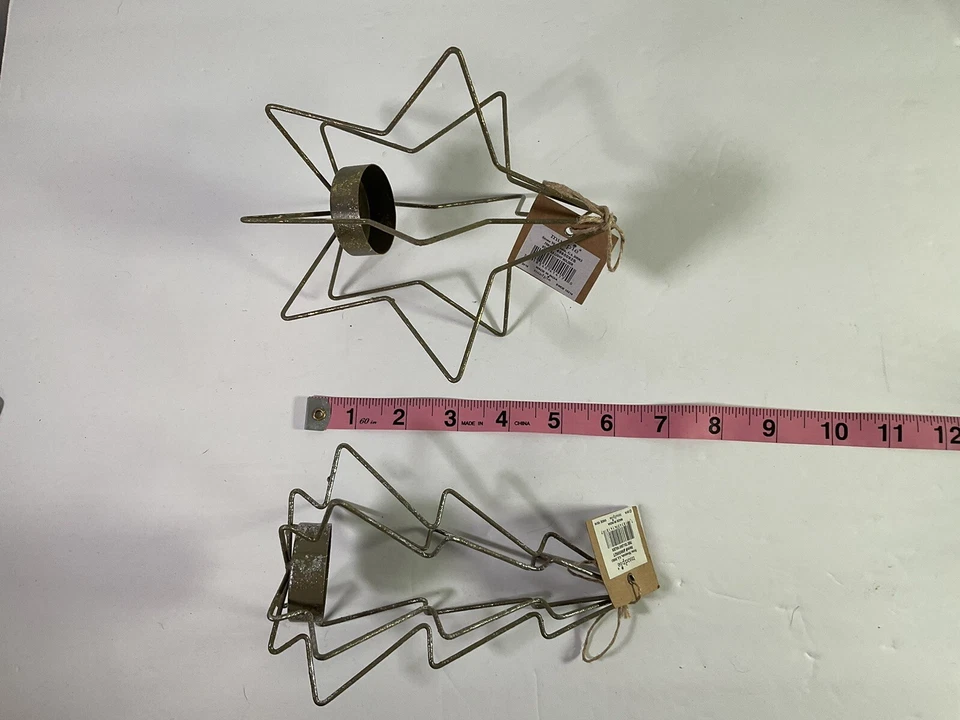 Mudpie Set of 4 Tea Light Candle Holder Christmas Trees and Stars NEW - Image 3 of 3