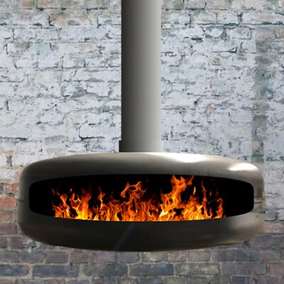 Custom Contemporary S1 Suspended Hanging Fireplace Wood u0026amp; Multifuel Log  Burner | eBay