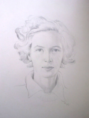 Sir Peter Markham Scott (1909 1989) Original Graphit Portrait (1939) Frau Dame