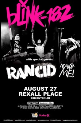 BLINK 182 CONCERT POSTER WITH RANCID REXALL PLACE TOUR GIG FLIER