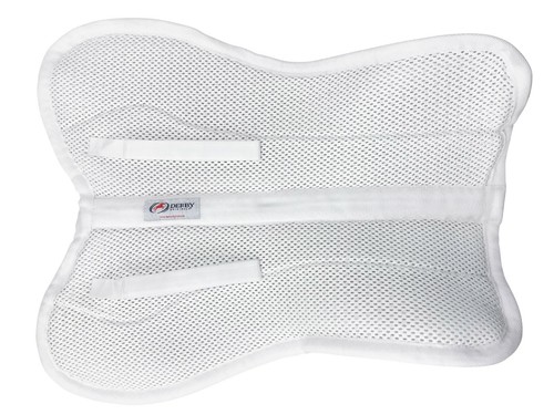 Almohadilla de media silla inglesa absorbente de golpes Derby con malla antideslizante 3D blanca - Imagen 3 de 6