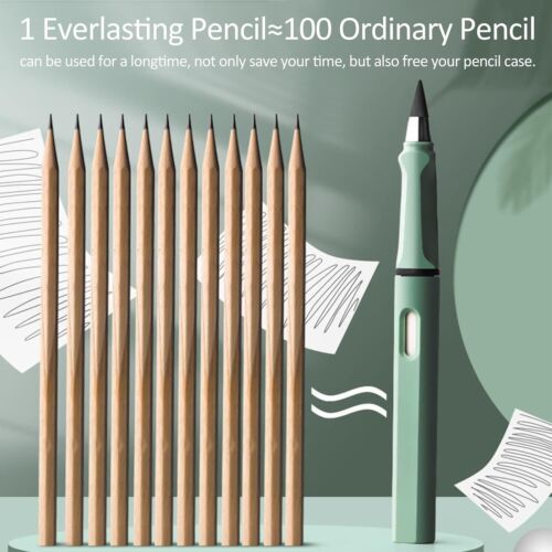 8 Pezzi Infinity Pencil, Carina Matita Senza Inchiostro Eterna con 8pz Pennini di Ricambio - Foto 6 di 8
