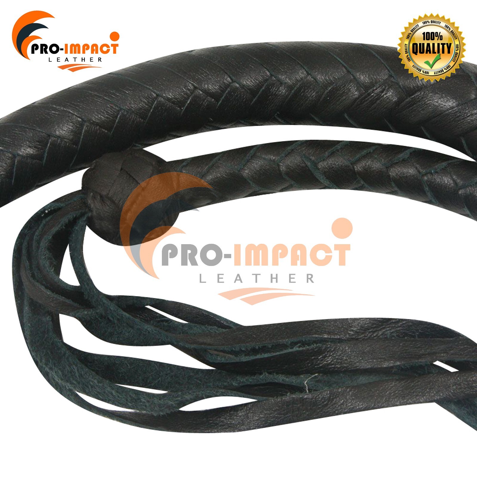Fouet En Cuir De Kangourou Noir 4 Pieds (1,2 M) - 16 Tresses - Usage Intensif - Neuf