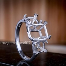Cushion Cut 10x8mm  6.5x6.5mm Engagement Ring Semi Mount Sterling Silver