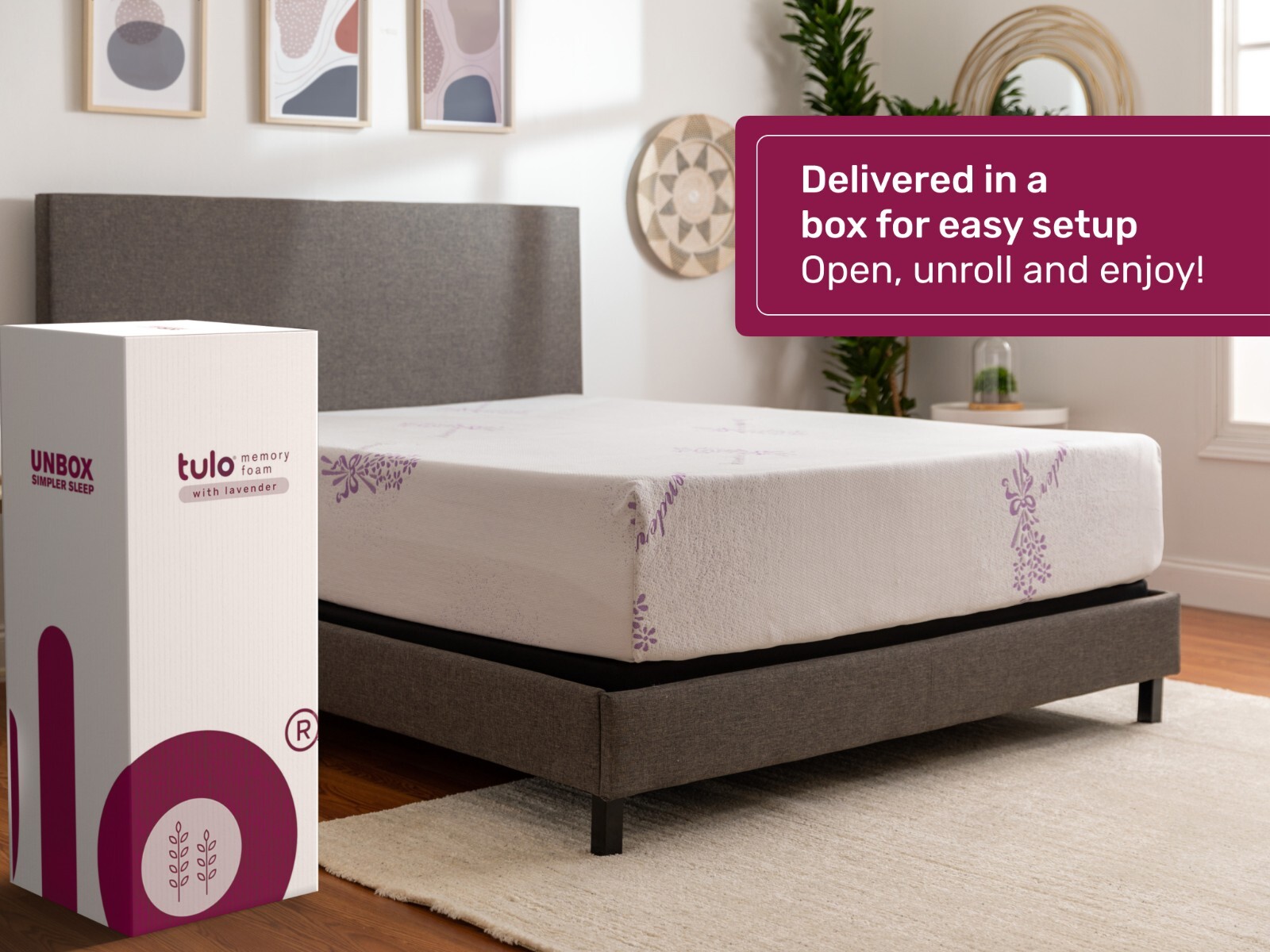 tulo 12" Memory Foam Lavender Plush Comfort Pressure Relief Mattress in