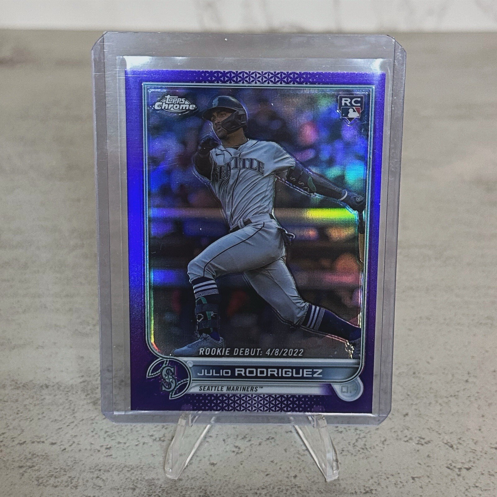 2022 Topps Chrome Update Julio Rodriguez Purple Refractor RC Rookie Debut-MINT