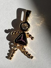 BIRTHSTONE BABY Charm Pendant 24k YG GP Sterling 925 Girl February Purple 1.25  H