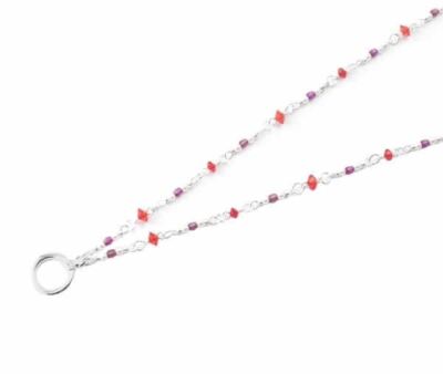 Eyeglass Necklace Calabria EC-5-H-Long Eye Catcher Loop 30''In Silver Red Purple