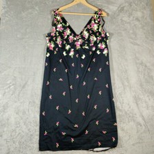 Amanda Smith Dress Womens 16W Black Flora Knee Length Sheath Vintage Casual