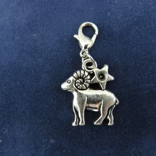 ARIES Charm Zipper Pull Add On Clip Dangle Silver Tone Zodiac Astrology Star