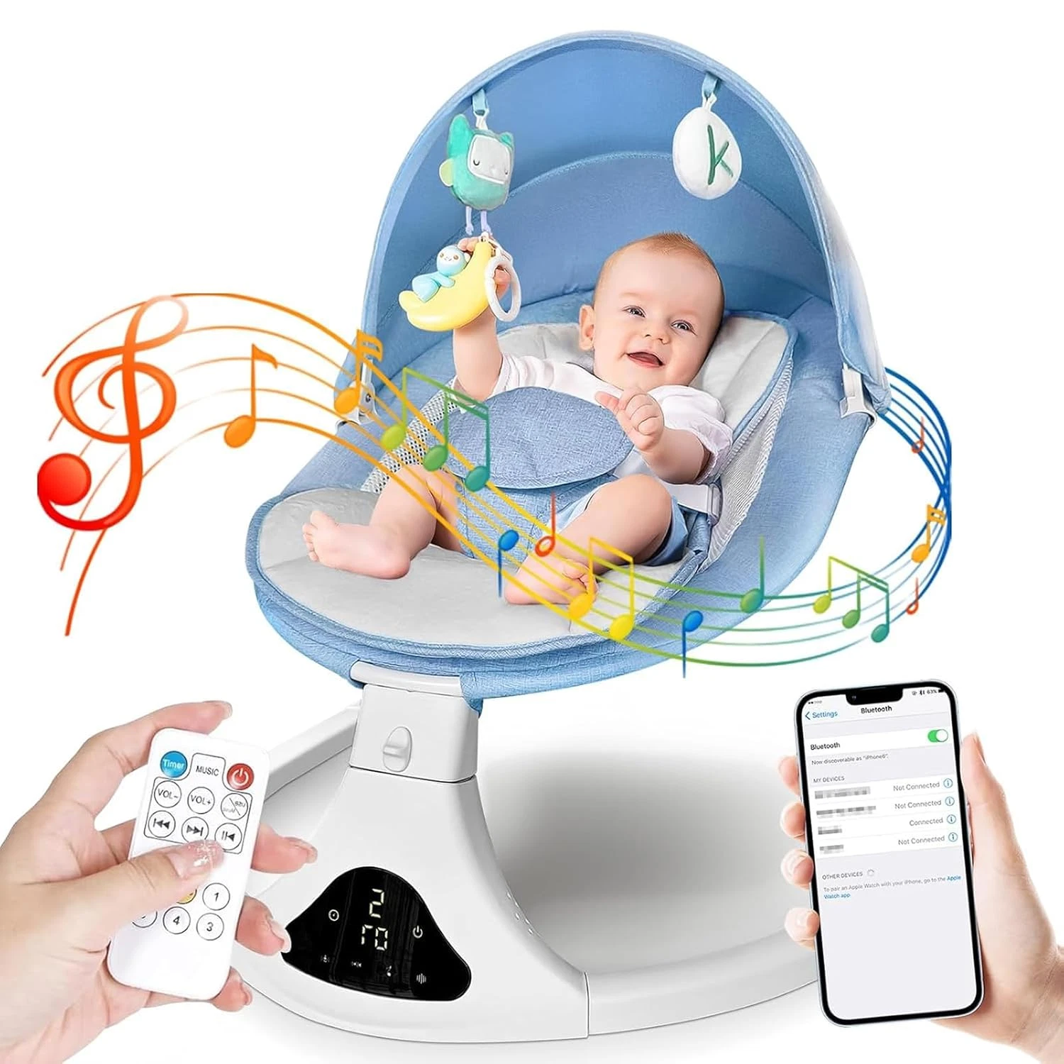 Electric Baby Swing for Infants to Toddler| Portable Infant Swing with Remote Co