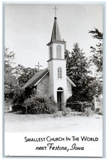 c1940's Smallest Church In The World Near Festina Iowa IA RPPC Photo Postcard