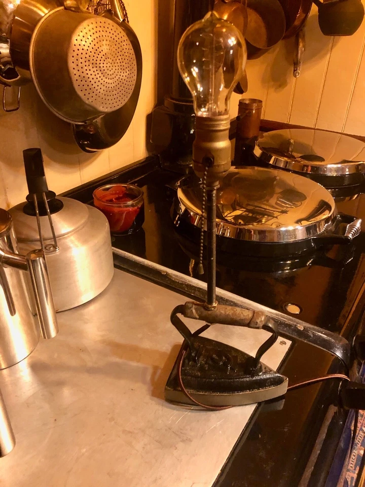 Steampunk Edison Lamp, Antique Iron Lamp, Unique Table Paper Weight Desk Lamp - Image 4 of 4