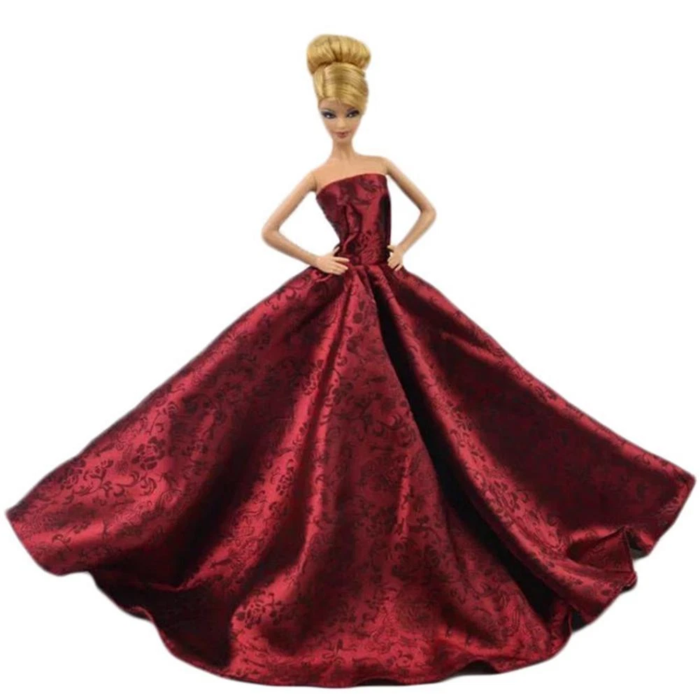 VESTITO BARBIE DOLL PRINCIPESSA SUPER ELEGANTE ROSSO BAMBOLA