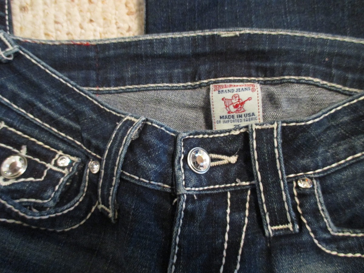 True Religion Disco Becky Big T Swarovski Jeans Size 25 x 30