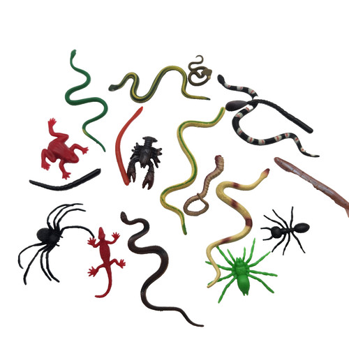 Spiders Snakes Worms Crawfish Frogs Science Nature Toys See Pictures Lot of 17