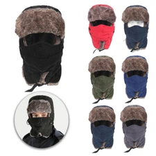 Winter Warm Hat with Earflaps Windproof Mask for Outdoor Activities Ski Hunting