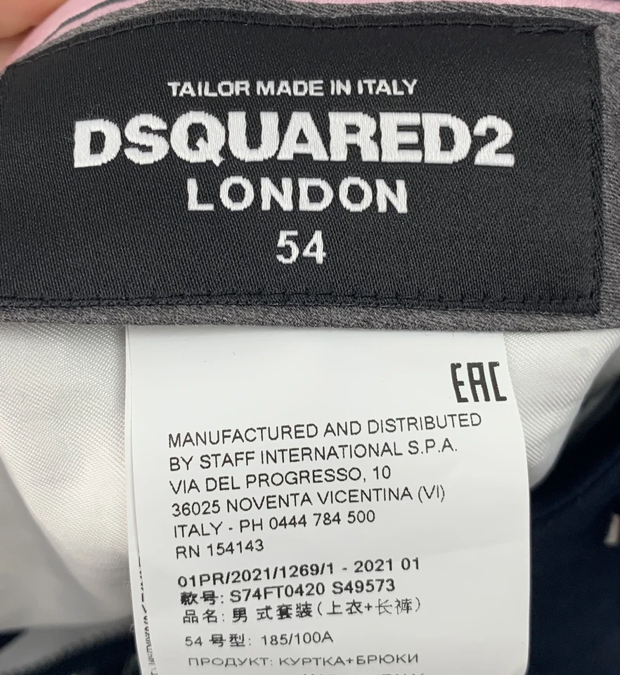 DSQUARED2 Hombre Azul Marino Frente Plano Vestido Pantalones Talla 54 Foto 3 de 4