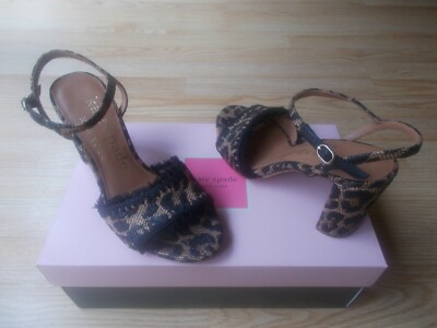 $178 Kate Spade Olivia Raffia Straw Tassel Leopard Print Sandal sz 6.5 B NEW
