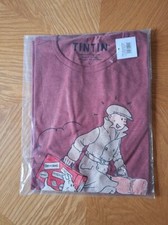 BRAND NEW TINTIN SNOWY LE PETIT VINGTIEME T-SHIRT RED SIZE L COTTON MOULINSART